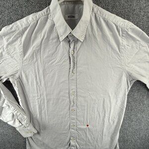 Moschino Gray 15.75 (40) Heart Button Up Shirt Men Long Sleeve Cotton Blend